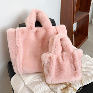 Borsa Donna Autunno 2024 in Peluche, Grande Capacità, <span class=keywords><strong>Tracolla</strong></span>, Due Manici, Zip, in Poliestere - Product Image 1