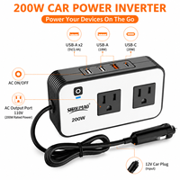 Adaptateur de voiture avec chargeur USB, onduleur de puissance 200W pour voiture, convertisseur DC 12V/24V vers AC 110V, onduleur de puissance 24V pour camion, onduleur de puissance pour batterie de voiture