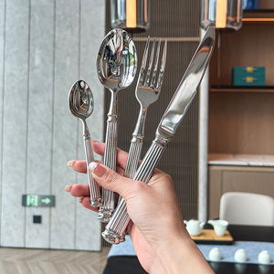 DF BC Fashion Nuevo Juego de Cubiertos de Acero Inoxidable con Mango Martillado Especial: Cuchillo de Mesa, Cuchillo para Carne, Tenedores de Mesa, Tenedores para Postre, Personalizado - Product Image 6