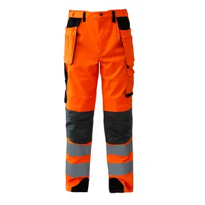 Cargo Cotton Canvas Men Hi Vis Pants Workers Workwear Work Pant Trousers With Knee Pad
