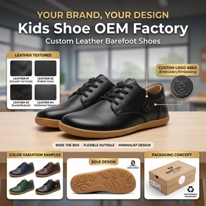 Kids Leather Barefoot School <strong>Shoes</strong> Zero Drop Wide Toe Box Uniform Dress Code Approved Custom Logo OEM Wholesale MOQ <strong>500</strong> - Product Image 6
