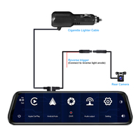 Écran de voiture Android 9,66 pouces avec double caméra 4K+1080P, écran tactile, WiFi, GPS, FM, rétroviseur, caméra embarquée OEM