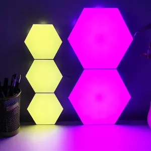 Groothandel Prijs Grote Ed Hexagon Led Plafondlamp Touch Gevoelige Multi Gekleurde Hexagon Lichten Modulaire Verlichting Voor Muur Decor
