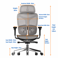 Chaise de bureau ergonomique moderne réglable avec dossier en maille respirante, accoudoirs 6D, soutien lombaire dynamique, nylon, pour la maison et le bureau