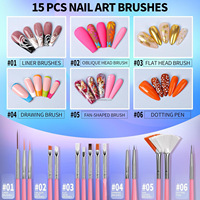 Kit de 24 pinceaux de nail art pour dessin, liner, points et dégradés, avec support de présentation