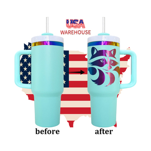 USA Warehouse RTS 40oz Gobelet enduit de poudre arc-en-ciel Macaron plaqué arc-en-ciel pour Logo gravé au laser Impression 3D Conception DIY Tasses - Product Image 4