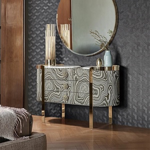 Mobile da Ingresso/Credenza a Parete in Acciaio Inossidabile di Lusso Leggero per Soggiorno, per Stoccaggio e Decorazione - Product Image 2