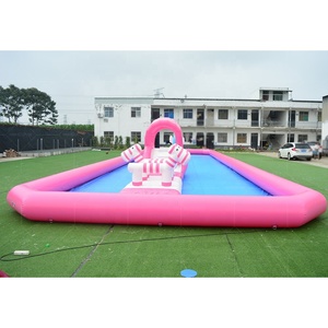 Tobogán inflable comercial para niños Pastel Combo Playground con piscina de agua con carrera de obstáculos - Product Image 2