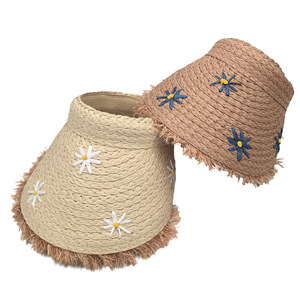Chapeau de paille tissé à la main brodé sur mesure HKZB pour femmes, chapeau de soleil à large bord d'été, chapeau de plage, protection UV pour les vacances - Product Image 2