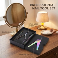 Kit d'outils de manucure en acier inoxydable avec logo gravé au laser pour la vente en gros de produits de beauté