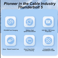 Cable USB4/Thunderbolt 5 de Carga Rápida con Atracción Magnética de 1M, Macho a Macho, Carcasa de Aluminio, Malla de Algodón, 16K80G, Cable USB-C