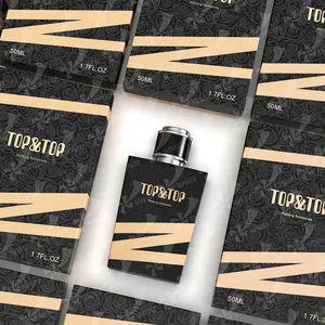 Top & Top Custom Fabriek Gemaakt Ontwerp Parfum Flasche Hot Stamping Zwart Leeg Zwart Glas Parfum Fles 100Ml Met Pomp