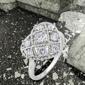 Anillo de Diamantes en Forma de Corazón de Plata 925 de KIVORA para Mujer, Plata S925 con Baño de Rodio, Joyería con Diamantes Cultivados en Laboratorio - Product Image 1
