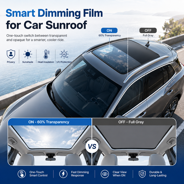 Grey Electric Dimming Film with Customizable Sizes Compatible with All Car Models Auto Window Tint