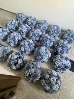 Boules de fleurs artificielles bleu marine grisâtre, centre de table, vente en gros, boule de fleurs vertes