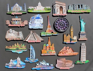 Aimant souvenir de la côte méditerranéenne Grèce Italie Pyramides d'Égypte Santorin Colisée Boutique de cadeaux de croisière - Product Image 1