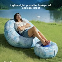 Canapé gonflable moderne YK2026-4, coussin portable d'extérieur, idéal pour festival de musique, canapé paresseux de camping en PVC écologique, bleu
