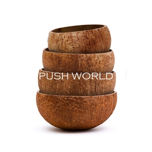 Wholesale Natural Handmade Craft Wooden Spoon Set Logo Organic Coconut Shell Salad Bowl