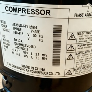 คอมเพรสเซอร์แบบสกรอลล์ JT รุ่น JT355DJ-TY1@K4 380-415V 50Hz ใช้สารทำความเย็น R410A สำหรับเปลี่ยนทดแทน - Product Image 1