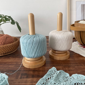 Wooden Yarn Holder <b>Desktop</b> Spool Stand 6.5x6.5x15.5cm Rotating Ball Winder Storage Rack Minimalist Style Craft Organizer - Product Image 4