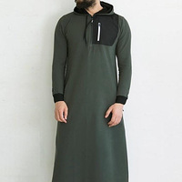 Thobe d'hiver grande taille pour hommes musulmans, à capuche, manches longues, style marocain, arabe, Dubaï, islamique, Abaya