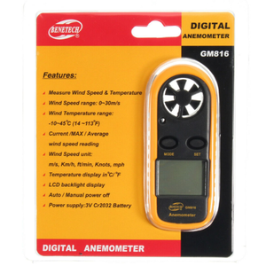 Gm816 Mini <span class=keywords><strong>Anemometer</strong></span> Draagbare Digitale <span class=keywords><strong>Anemometer</strong></span> Windtemperatuur Instrument Windmeter Windmeetinstrument - Product Image 1
