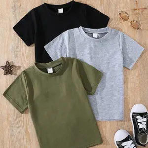 Camisetas de bambú para niños, camisetas de colores neutros, camisetas de manga corta para bebés, camisetas para niños, ropa orgánica de verano personalizada para niños