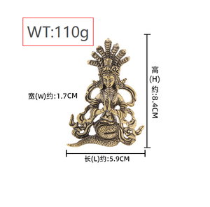 Artefact en laiton népalais fabriqué à la main: Figurine de bodhisattva de dragon doré pour l'affichage à la maison - Product Image 3