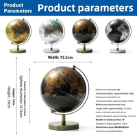 Globe terrestre haute définition haut de gamme en anglais, 5,6 pouces, avec base métallique, pour l'enseignement de la géographie et la décoration intérieure, directement de l'usine.