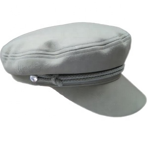 Gorra de capitán de tela de gamuza de estilo náutico de moda elegante de alta calidad personalizada con adorno de <span class=keywords><strong>cuerda</strong></span> trenzada y botón decorativo - Product Image 1