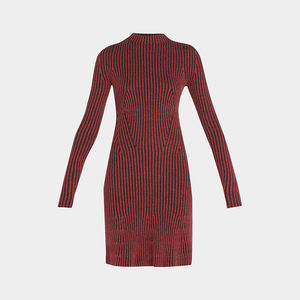 GUOOU Mini <span class=keywords><strong>robe</strong></span> <span class=keywords><strong>pull</strong></span> côtelée à encolure haute, manches longues, ourlet moulant, chute, style slipover, robes tricotées pour femmes - Product Image 5