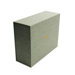 Коробка для фото льна с золотым тиснением, зеленый картон, покрытый магнитным клапаном, для хранения ювелирных изделий, льняные жесткие коробки с внутренним карманом - Product Image 4