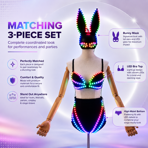 Ensemble d'ambiance d'Halloween unisexe pour adultes, tenue lumineuse à LED, costume de performance Gogo, cosplay de lapine - Product Image 5