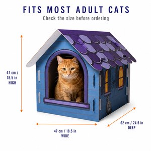 Casetta per Gatti in Stile Cottage, in Cartone, Interno Spazioso e Accogliente, Porta ad Arco, Tetto a Scatola, per Gatti Adulti, Fornitura all'Ingrosso dalla Fabbrica - Product Image 4