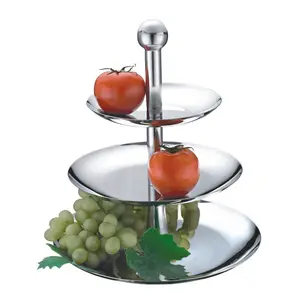 Large Food Grade Stainless Steel Three Tier Gold Dessert Cupcake Stand Cake Serving Tray for Weddings and Party