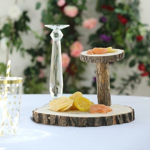 Custom 2 Tier Natural Wood Slices Slab Food Server <strong>Wooden</strong> Dessert &amp; Cupcake <strong>Stand</strong> Wood Round <strong>Cake</strong> <strong>Stand</strong> - Product Image 3
