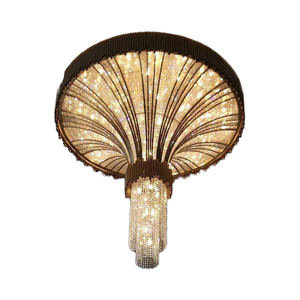 Custom Fan-Shaped Crystal Chandelier, Luxury Gold LED Pendant <strong>Light</strong> for Hotel Lobby, Ballroom &amp; Grand Foyer - Product Image 6