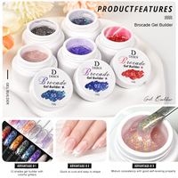 Gel de construction pour ongles Deroi Brocade, gel de construction scintillant, gel de construction pour extensions d'ongles, sans HEMA, sans TPO, pour salon de manucure professionnel