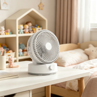 Ventilateur de bureau oscillant New Look 28W, flux d'air frais, réduction du bruit, fonctionnement facile, couleur personnalisée OEM, logo personnalisé, ventilateur électrique de bureau