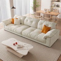 Ensemble de canapés de salon en bois massif et tissu, style crème, petite taille, rembourrage en éponge haute densité, écologique, pour célébrités d'Internet