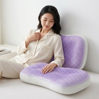 Oreiller Ergonomique en Mousse à Mémoire de Forme Gel Polyester Rafraîchissant avec Support Cervical Nid d'Abeille, Anti-Bactérien, Hôtelier, Amovible et Lavable, pour Dormir sur le Côté ou le Dos
