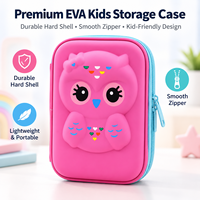 Étui à crayons rigide en EVA en forme de hibou 3D mignon, léger, antichoc, sac de rangement pour enfants pour la papeterie scolaire et les petits jouets