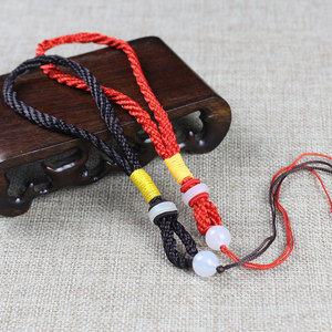 เชือกถักมือประดับลูกปัดหยกสีน้ำตาลแดง อุปกรณ์ DIY สำหรับทำพวงกุญแจห้อยรถประดับเมล็ดโพธิ์ - Product Image 1