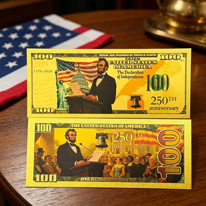 Billets de banque commémoratifs en plastique dorés du 250e anniversaire de Lincoln des États-Unis pour collection - Product Image 1