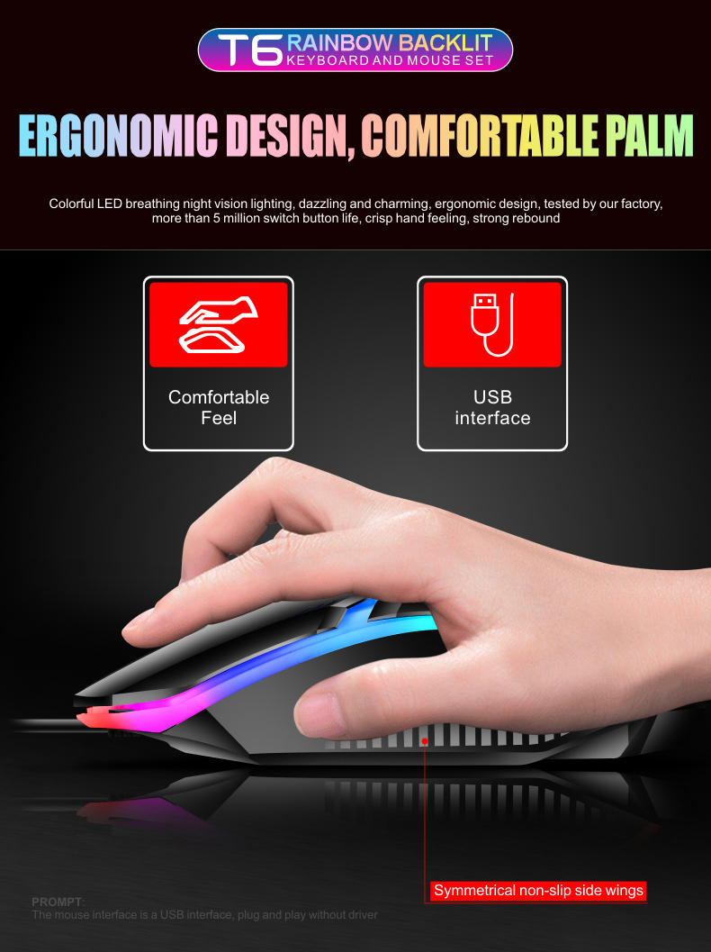 Factory Custom Computer Gaming Keyboard and Mouse Combos with LED ...
