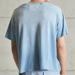 ผู้ผลิตเสื้อยืดคอตตอนซิงเกิลเจอร์ซีย์เนื้อหนัก 250gsm ทรงบ็อกซี่ ไหล่ตก สไตล์วินเทจ สีซีดจาง สำหรับผู้ชาย แบบเรียบๆ ไม่มีลาย - Product Image 2