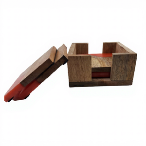 4-Piece Classic Square Mango Wood & Tree Bark Mats Eco-Friendly Handicraft Multi Color - Product Image 1