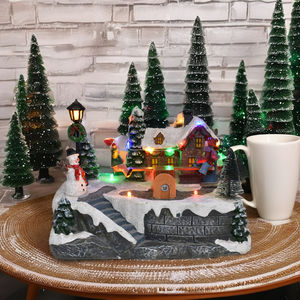 Kerstdorp huis miniatuur geanimeerde wipfiguurtjes LED-verlichting hars ambachtelijke decoratie voor thuis op tafel - Product Image 4