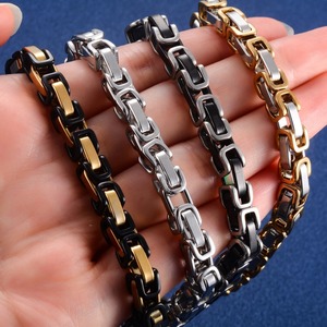 Pulsera de Cadena Bizantina de Acero Inoxidable de 6mm y 23cm para Hombre, Estilo Punk Rock, Cadena de Mano, Tobillera, Brazalete, Joyería Metálica - Product Image 5