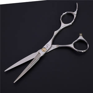 Ciseaux de coiffure professionnels en acier inoxydable 440C, lame tranchante Cr5.5, manche moyen, qualité salon, ciseaux plats argentés - Product Image 2